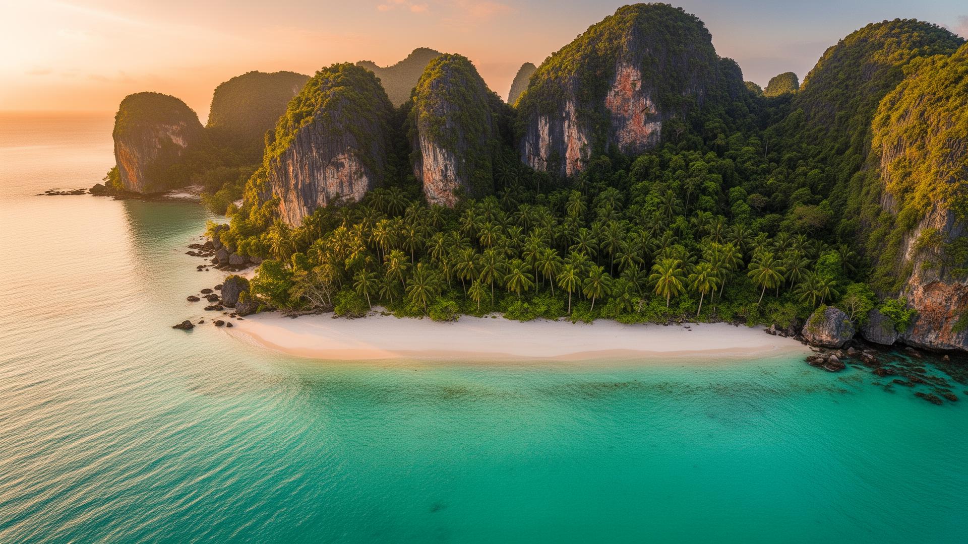 Aerial view of a tropical Thai island